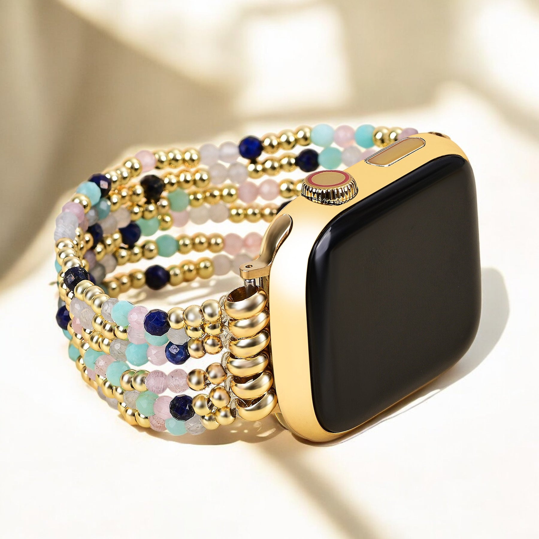 Juweel Lapis Amazoniet Rekbare Apple Watch Band