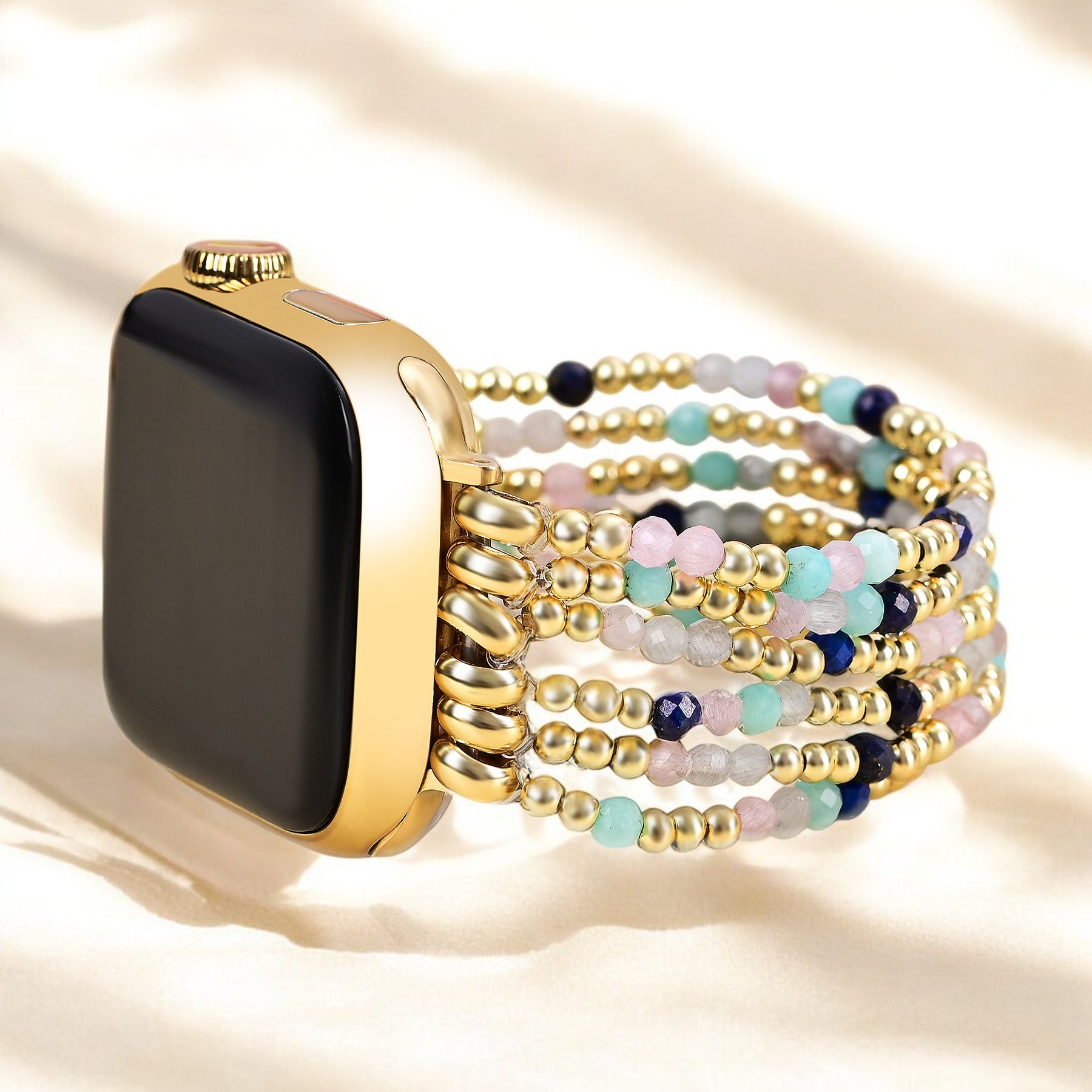 Juweel Lapis Amazoniet Rekbare Apple Watch Band