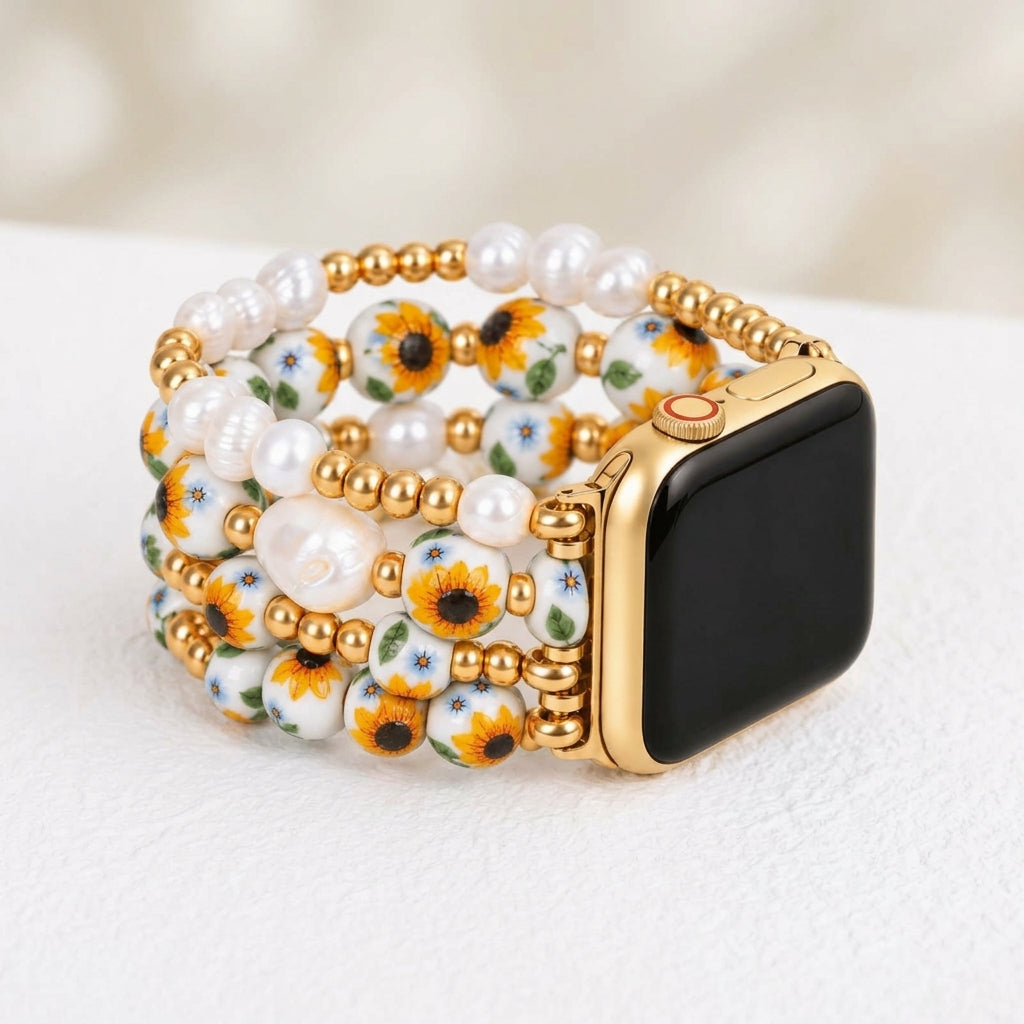 Porseleinen tuin Apple Watch-bandje Sunlit Bloom