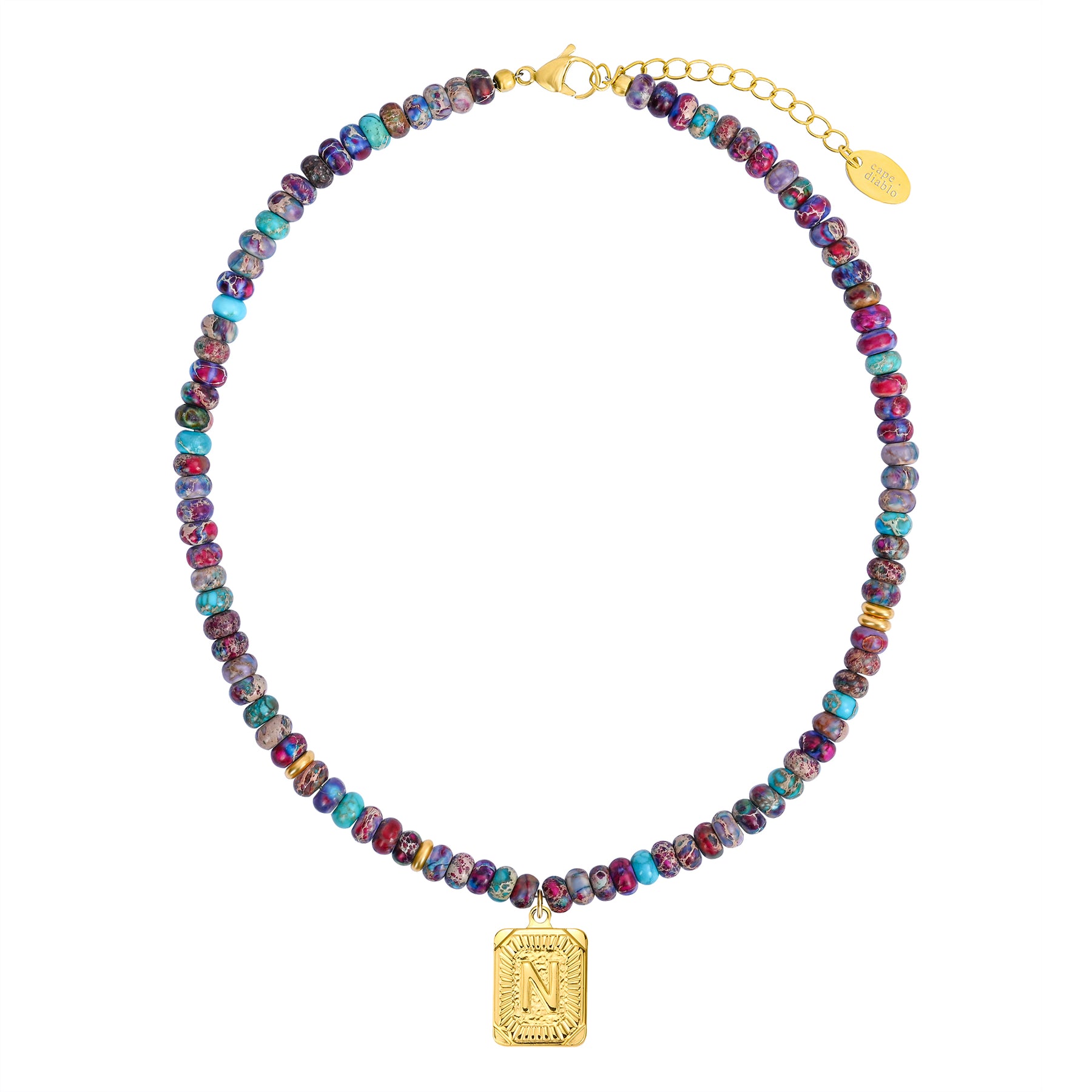 Blauwe Imperial Jaspis Letter Ketting