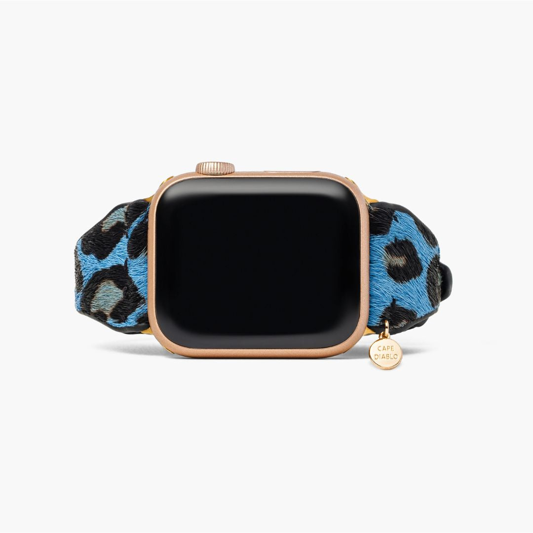 Wild azuurblauwe lederen Apple Watch band