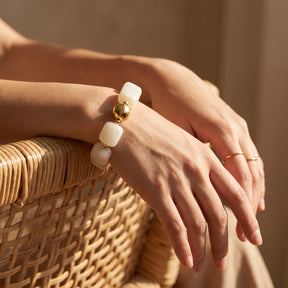 Maanlicht-ivoorkleurige grove armband