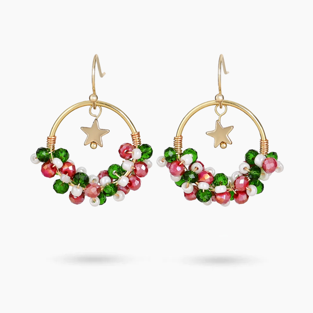 Starry Mistletoe Wreath Earrings