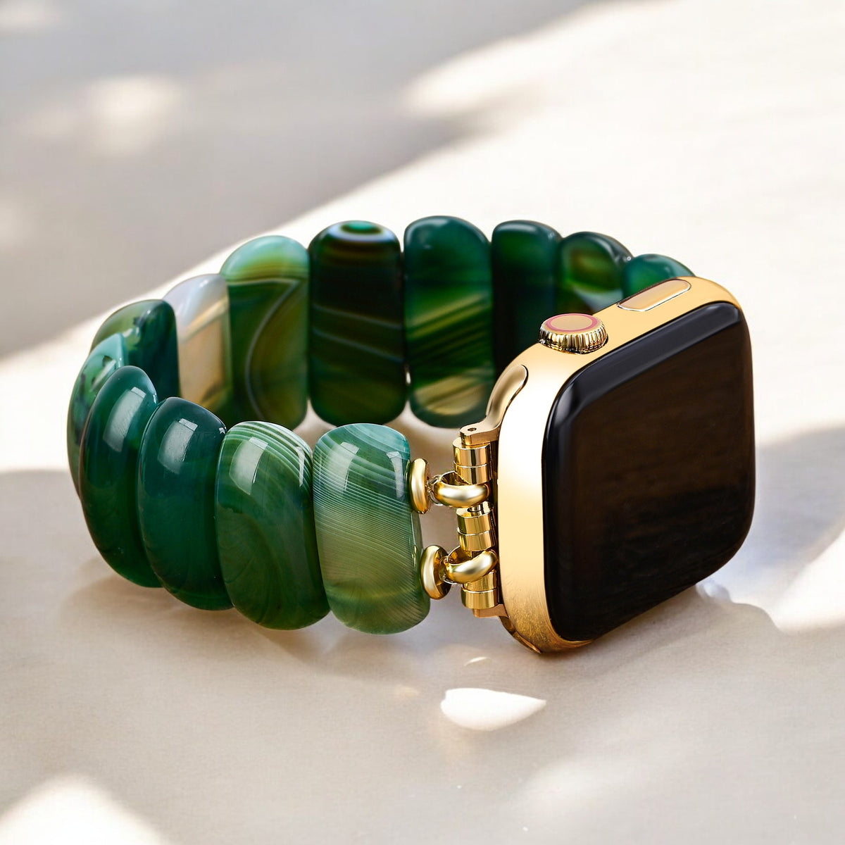 Emerald Grove Agaat Rekbare Apple Watch Band