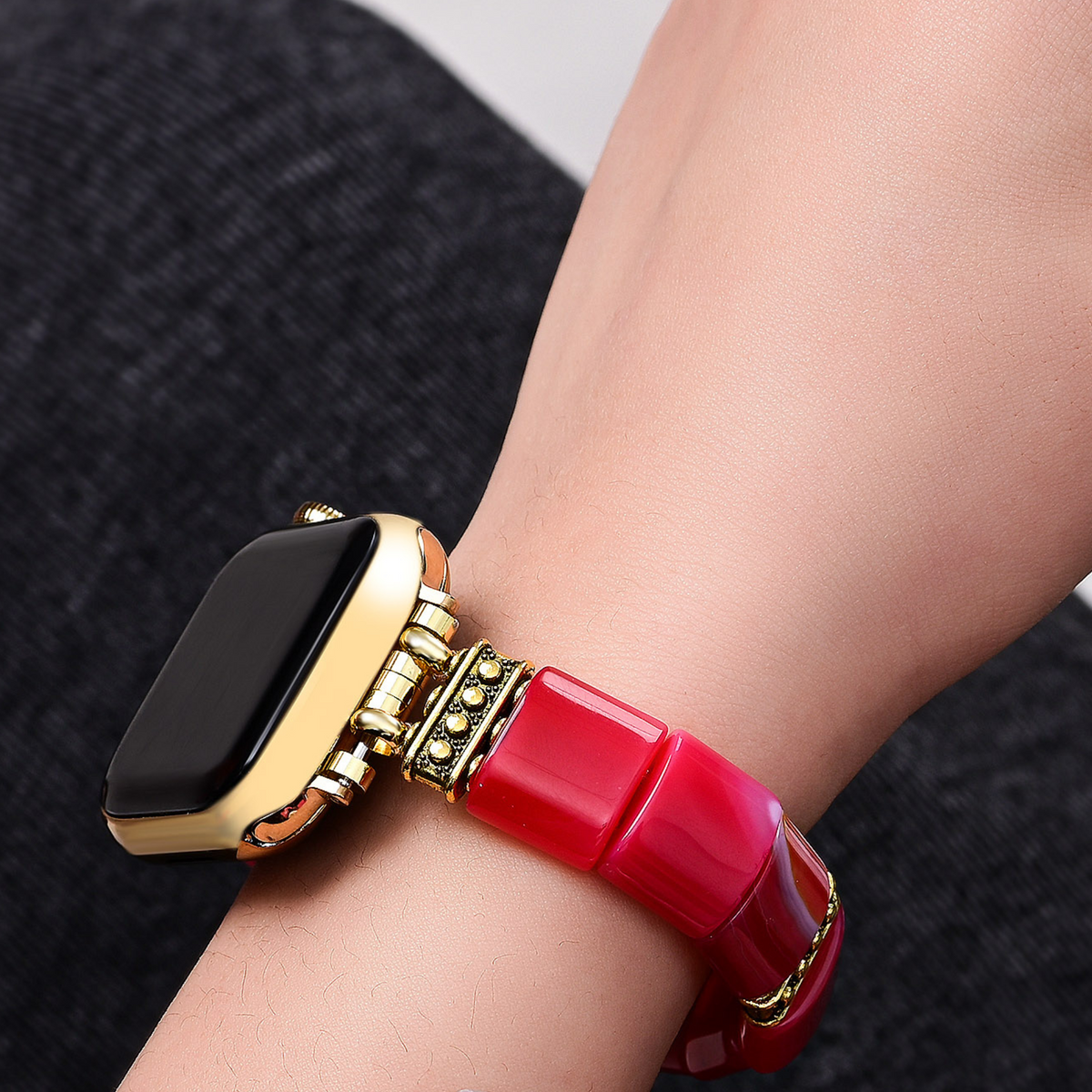 Ruby Essence Agaat Rekbare Apple Watch Band