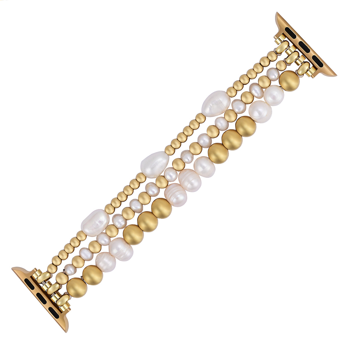 Gouden zoetwaterparel rekbare Apple Watch band