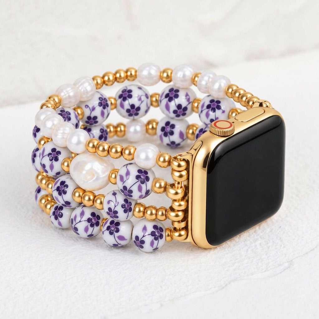 Porseleinen tuin Apple Watch-bandje Violet Bloom