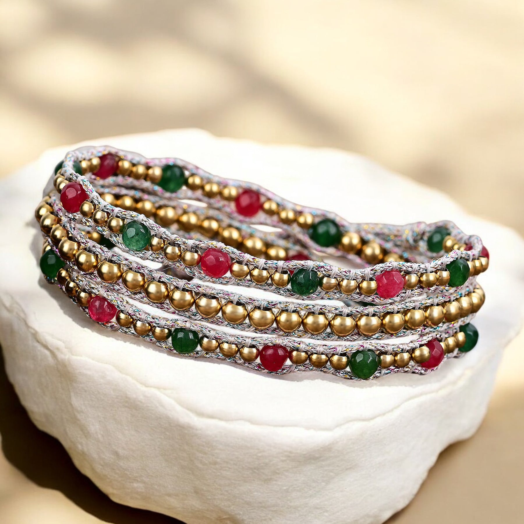 Vrolijke Kerststralende Wikkelarmband