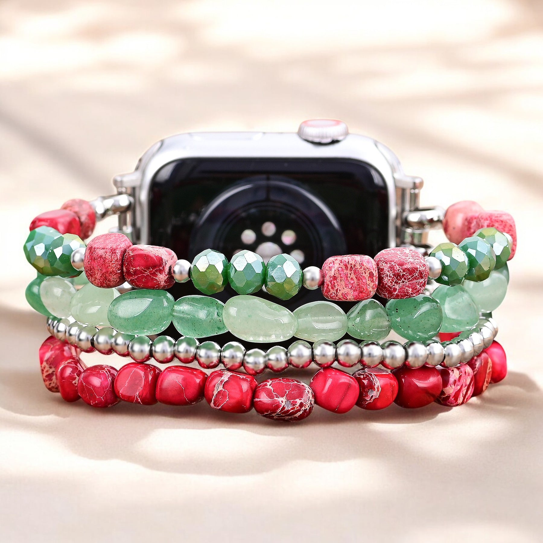 Evergreen Zilveren Elegantie Kerst Apple Watch Band