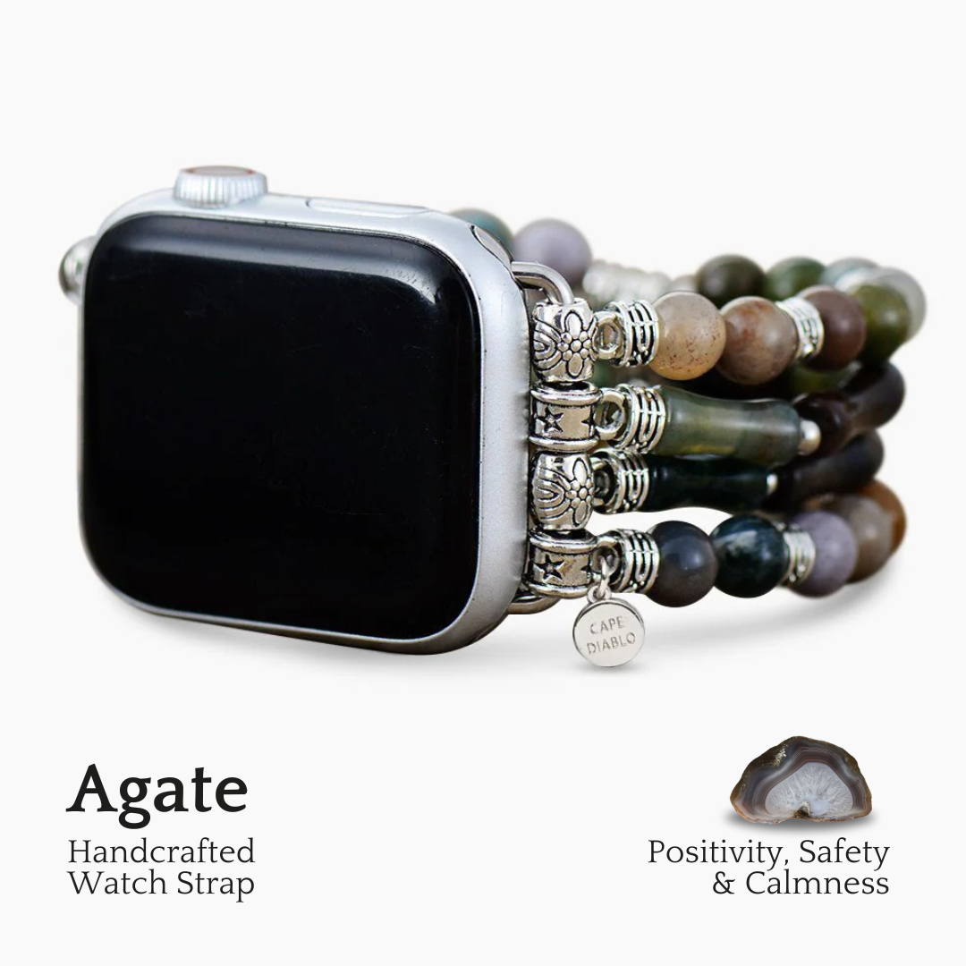 Vintage Agaat Stretch Apple Watch-bandje