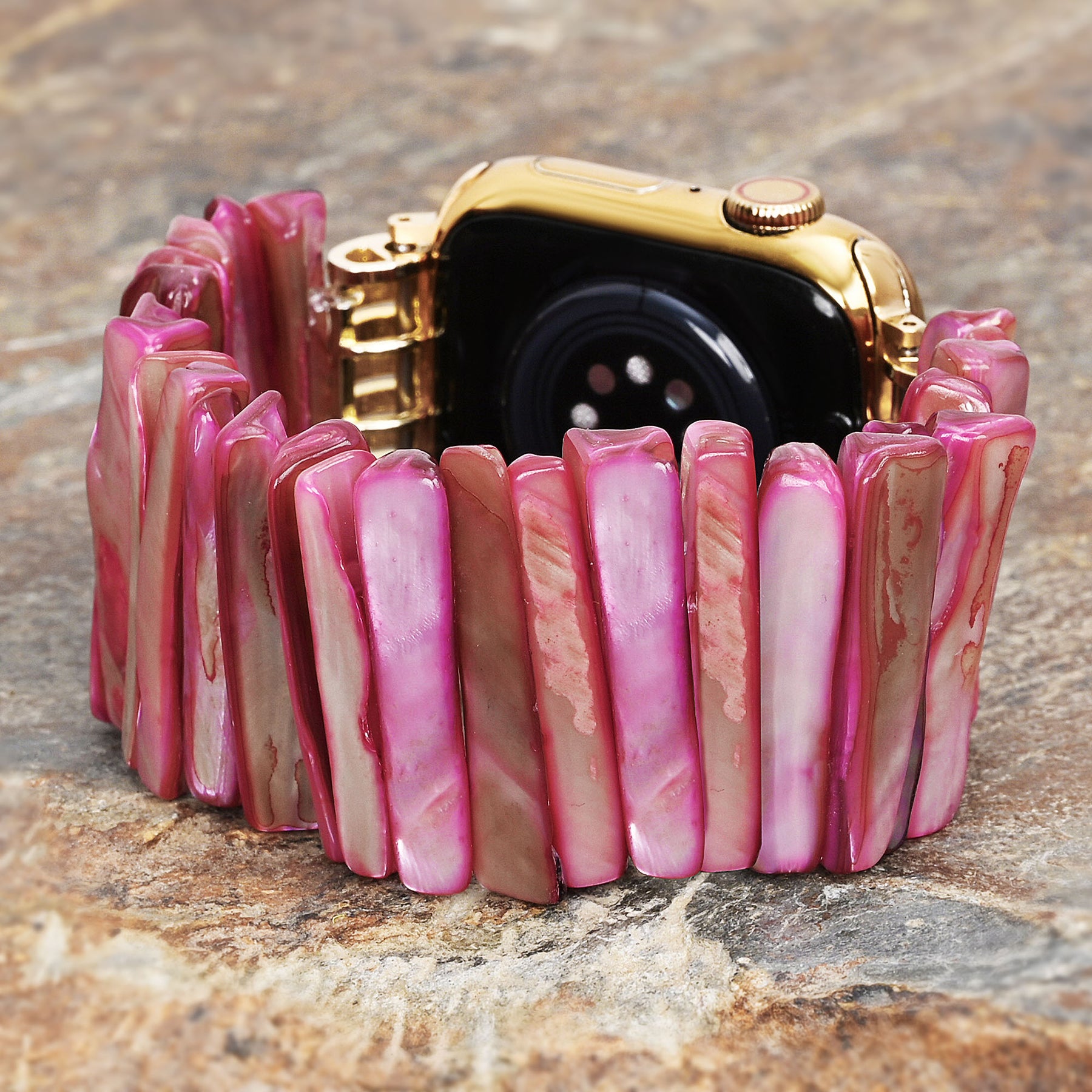 Imperial Orchid Shell Stretch Apple Watch Bandje