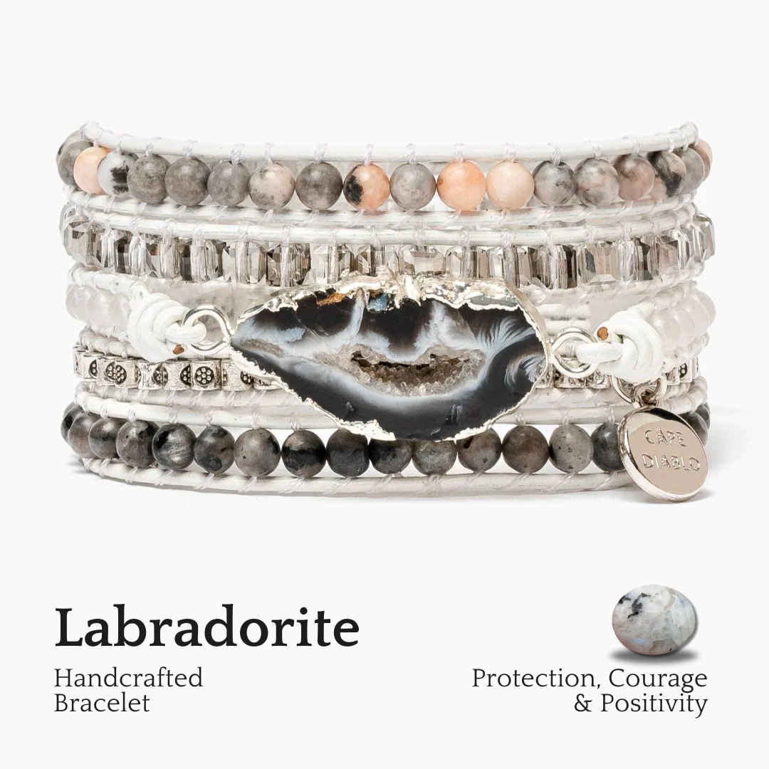 Witte Labradoriet Wikkelarmband