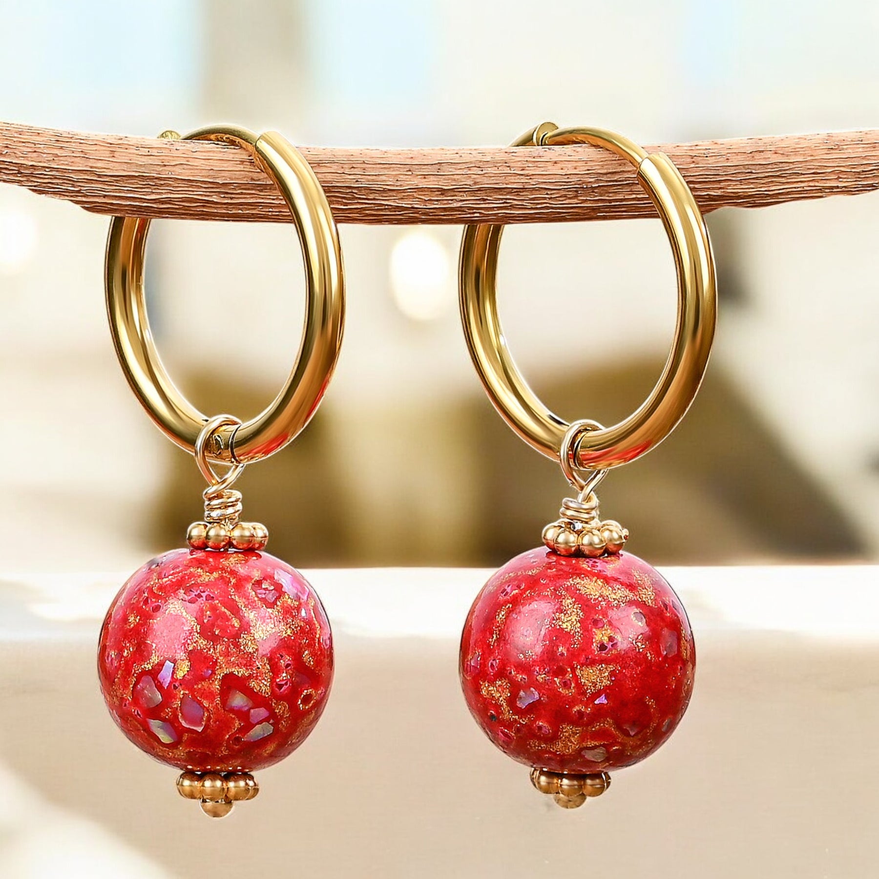 Crimson Orbit Speckle Orb Oorringen met Hoepel