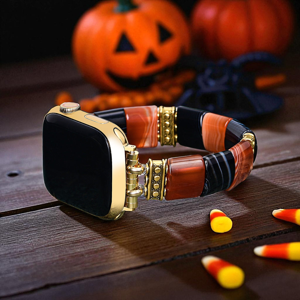 Haunted Stripes Halloween Apple Watch Bandje