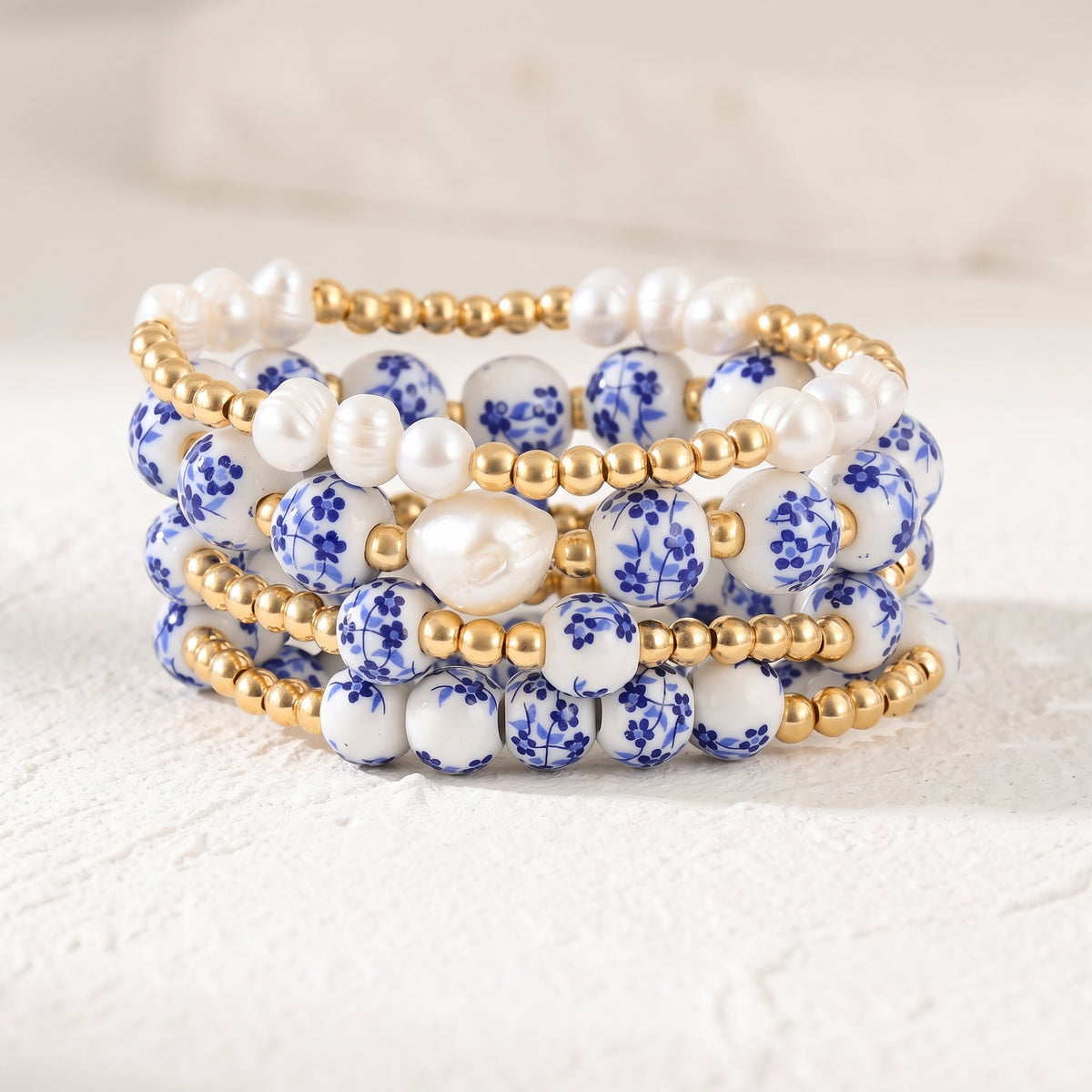 Porseleinen tuin-armbandset Sapphire Bloom
