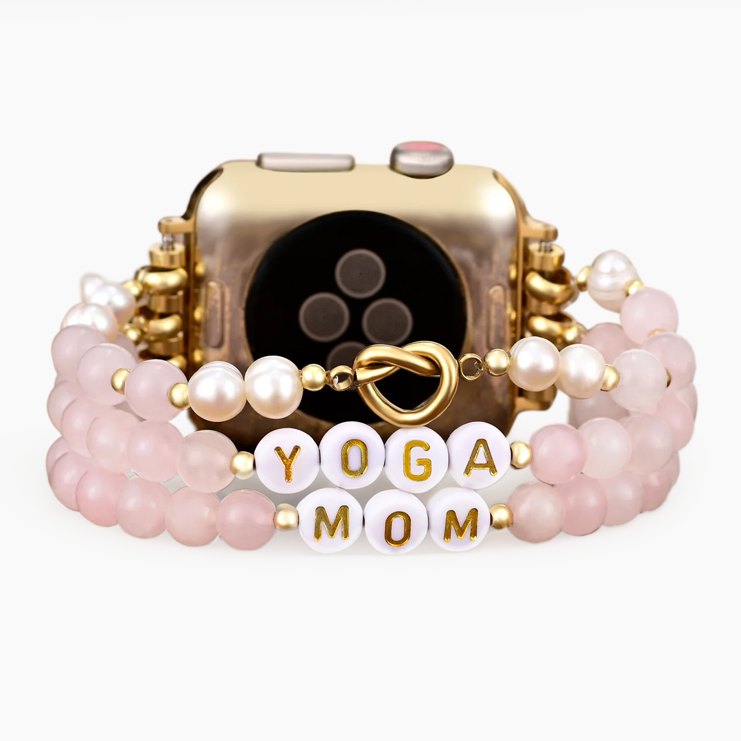 Yoga Mom rozenkwarts stretch Apple Watch -bandje