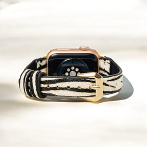 Zebra Luxe Leren Apple Watch Bandje