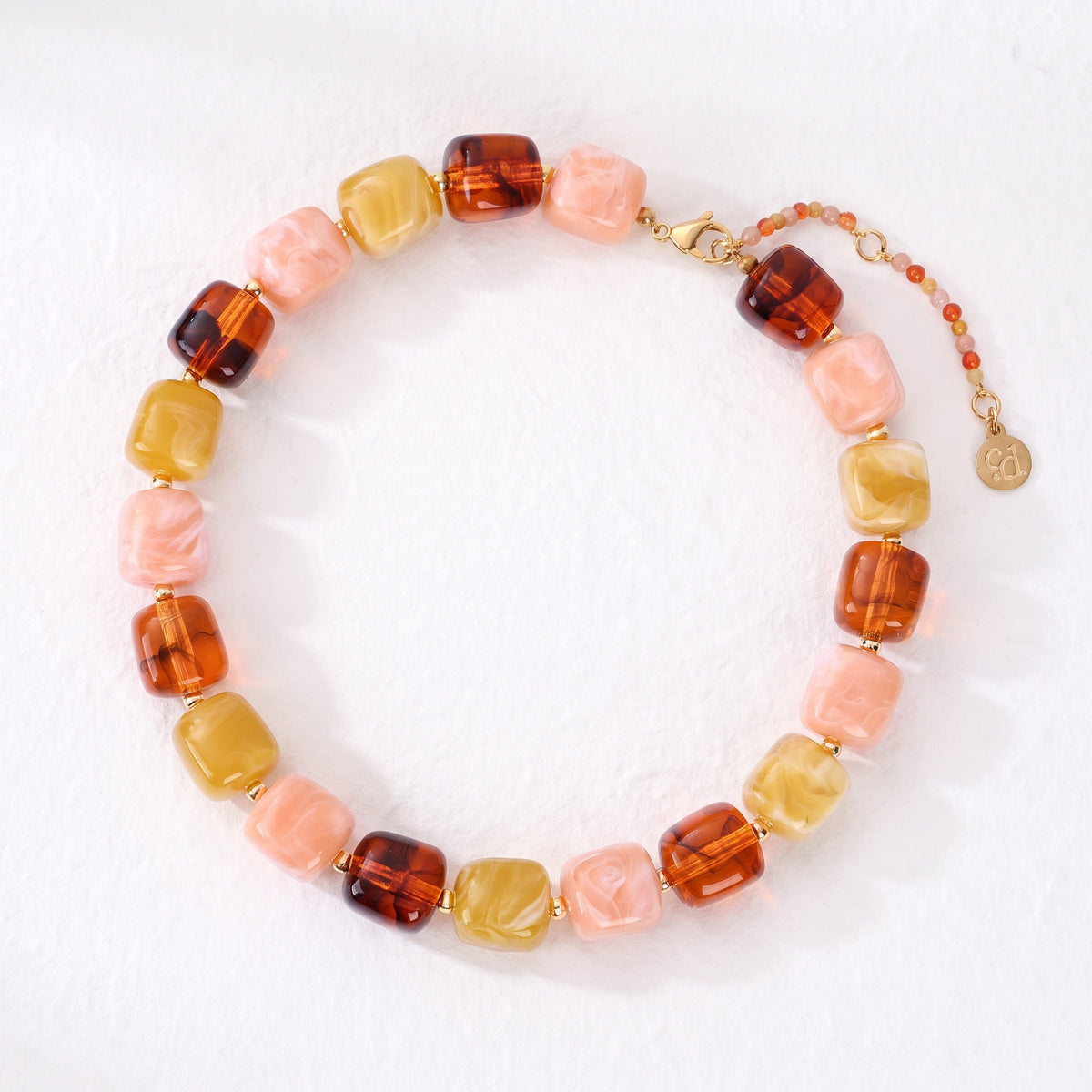 Chunky vierkante kralenketting herfst