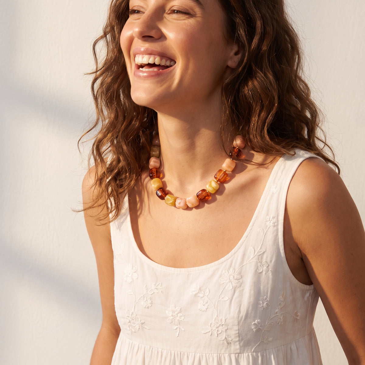Chunky vierkante kralenketting herfst