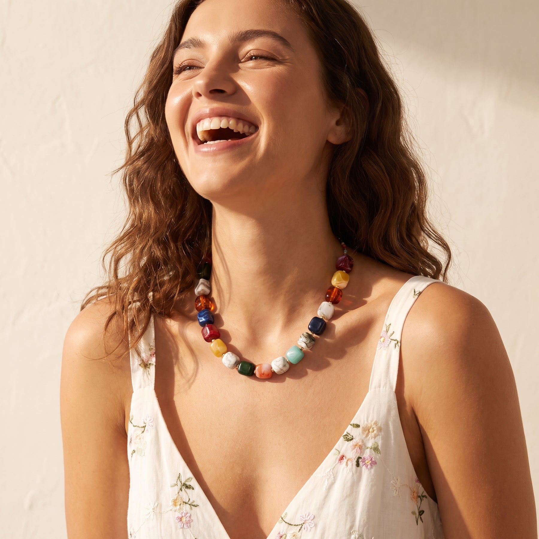 Chunky vierkante kralenketting regenboog