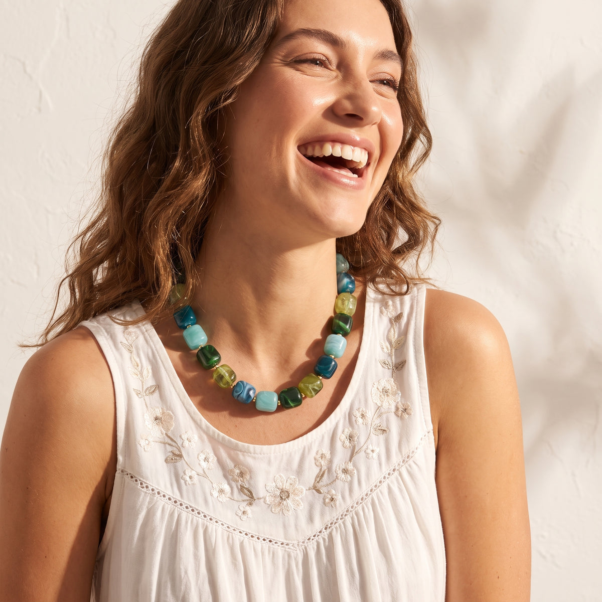 Chunky vierkante kralenketting Aarde