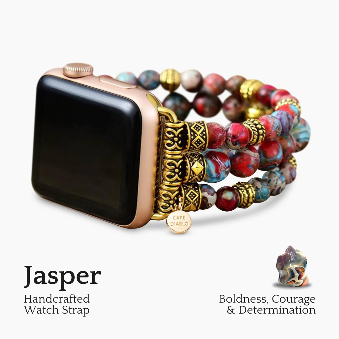 Karmozijnrood Jasper Stretch Apple Watch-bandje