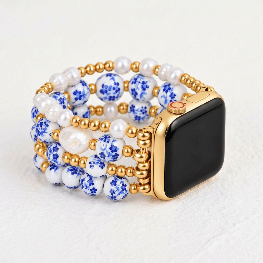 Porseleinen tuin Apple Watch-bandje Sapphire Bloom