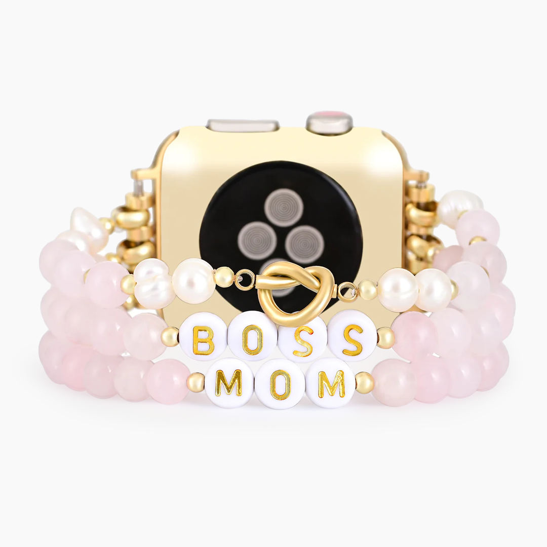 Aangepaste naam Rose Quartz Stretch Apple Watch-band