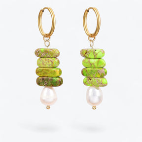 Ocean Bliss Parel & Groene Jaspis Hoep Dangles