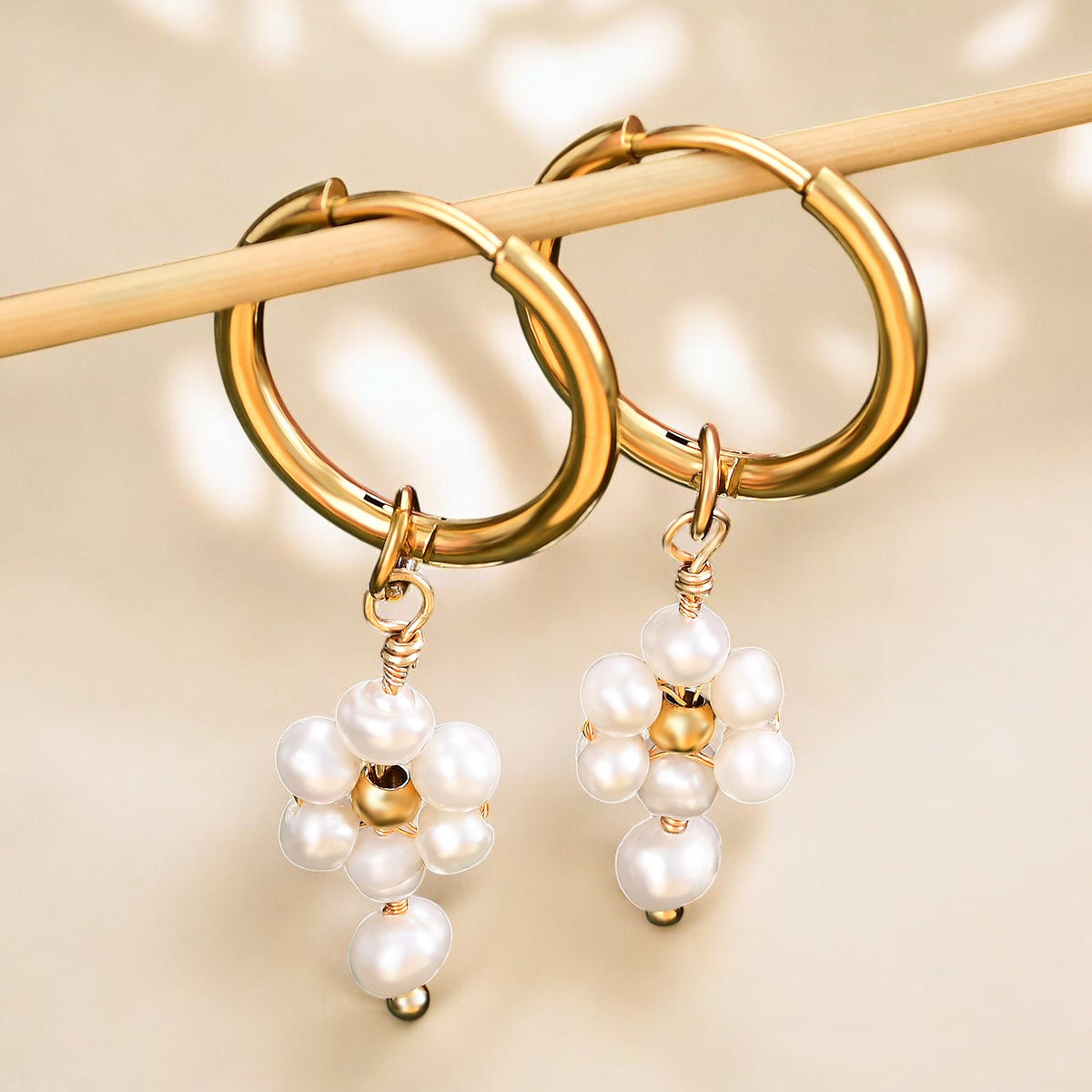 Gouden Grace Parel & Agaat Creolen