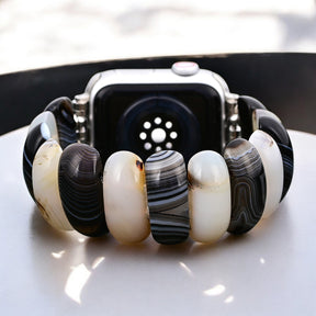 Obsidian Frost Agaat Rekbare Apple Watch Band