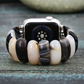 Obsidian Frost Agate Stretch Apple Watch Band