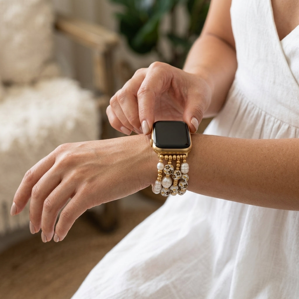 Porseleinen tuin Apple Watch-bandje Golden Meadow