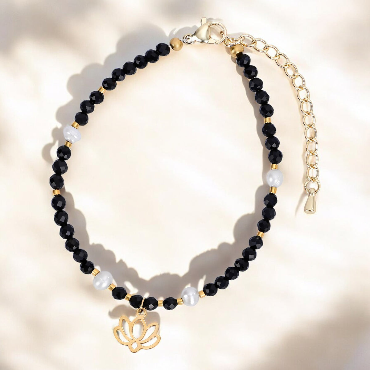 Middernacht Agaat Lotus Armband