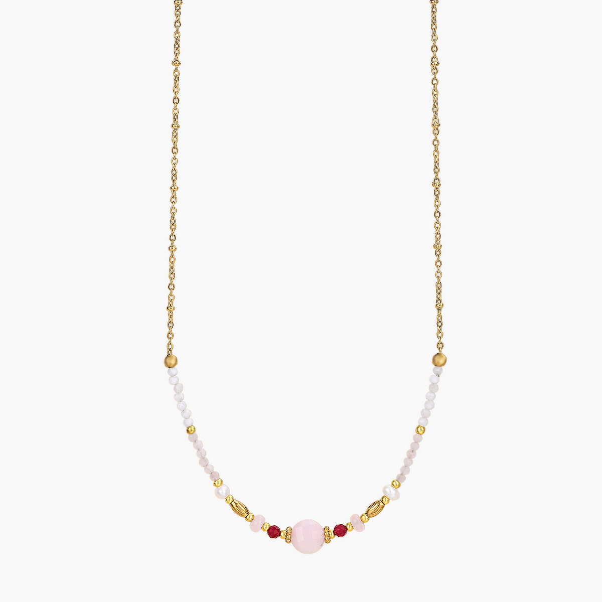 Maanverlichte Rozenkwarts Ketting
