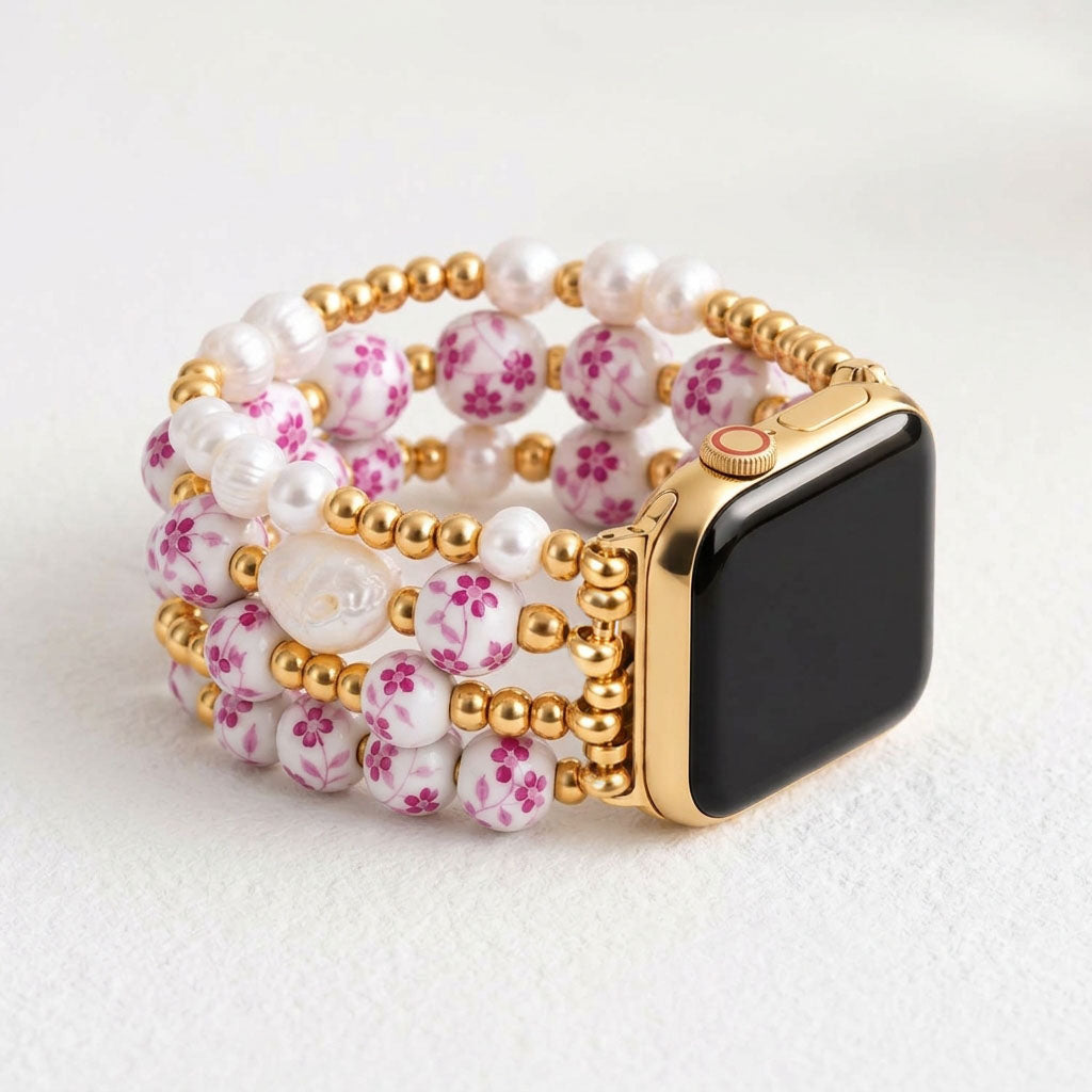 Porseleinen tuin Apple Watch-bandje Rose Blossom