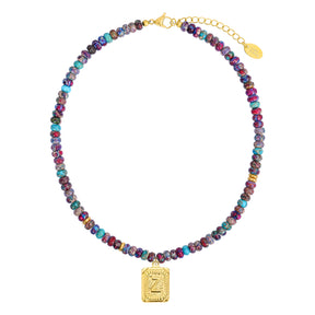 Blauwe Imperial Jaspis Letter Ketting