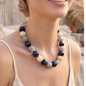 Chunky grijze kralenketting