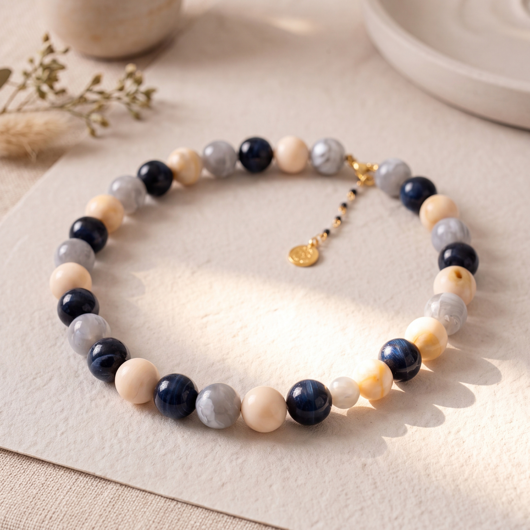 Chunky grijze kralenketting