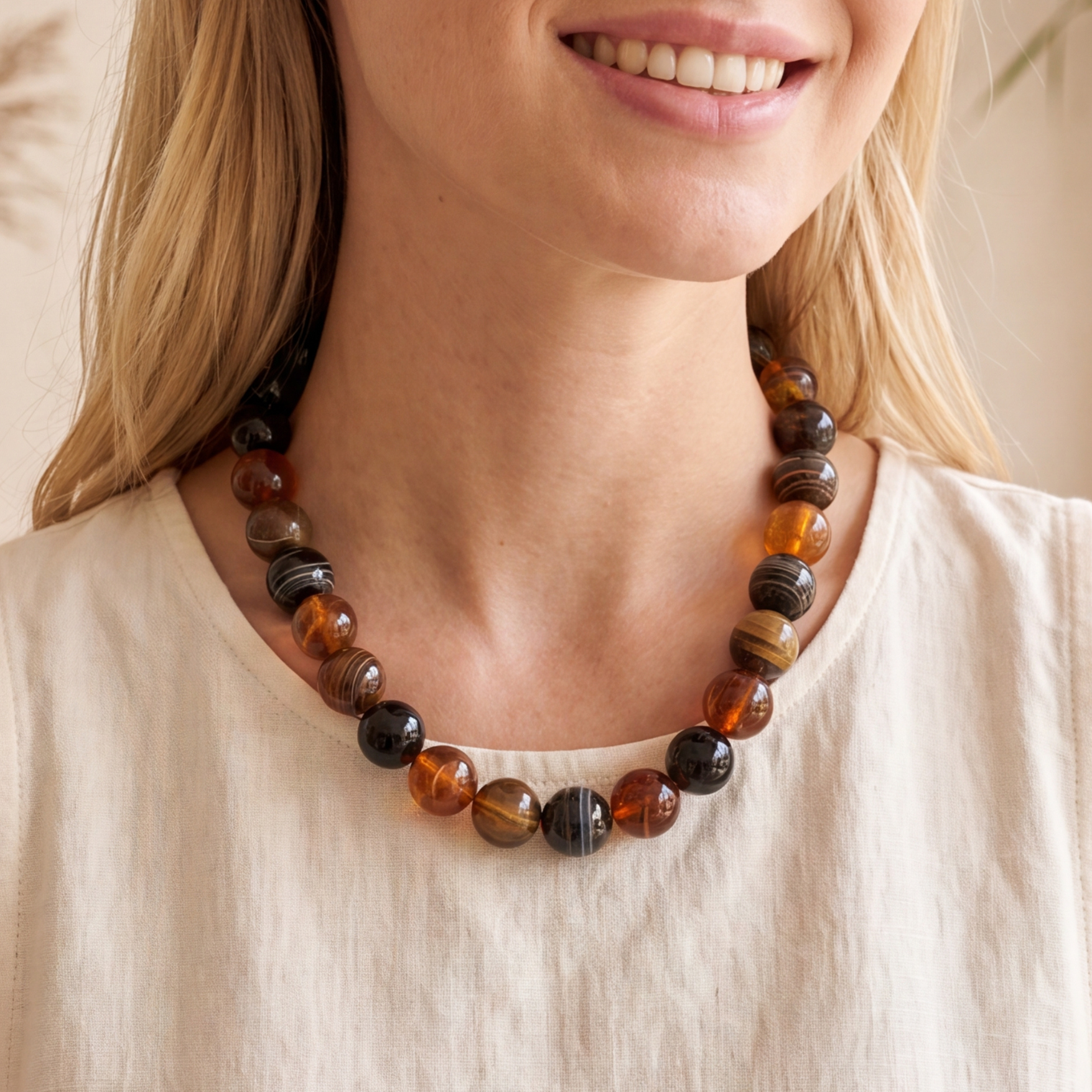 Chunky bruine kralenketting