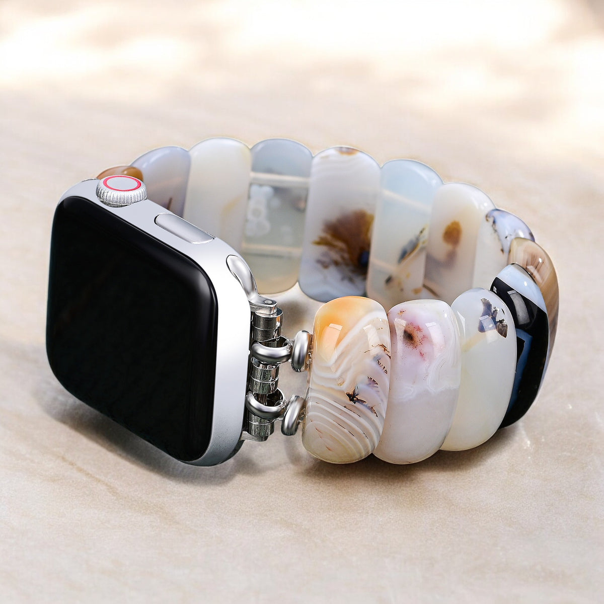 Ivoor Duin Agaat Rekbare Apple Watch Band