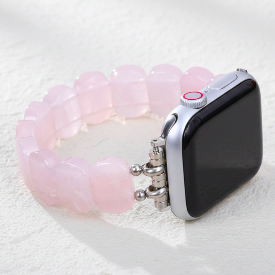 Zacht Roze Kwarts Rekbare Apple Watch Bandje