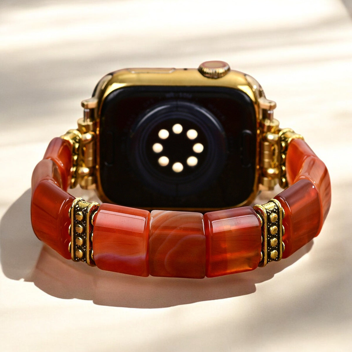 Serene Flame Agate Stretch Apple Watch Band