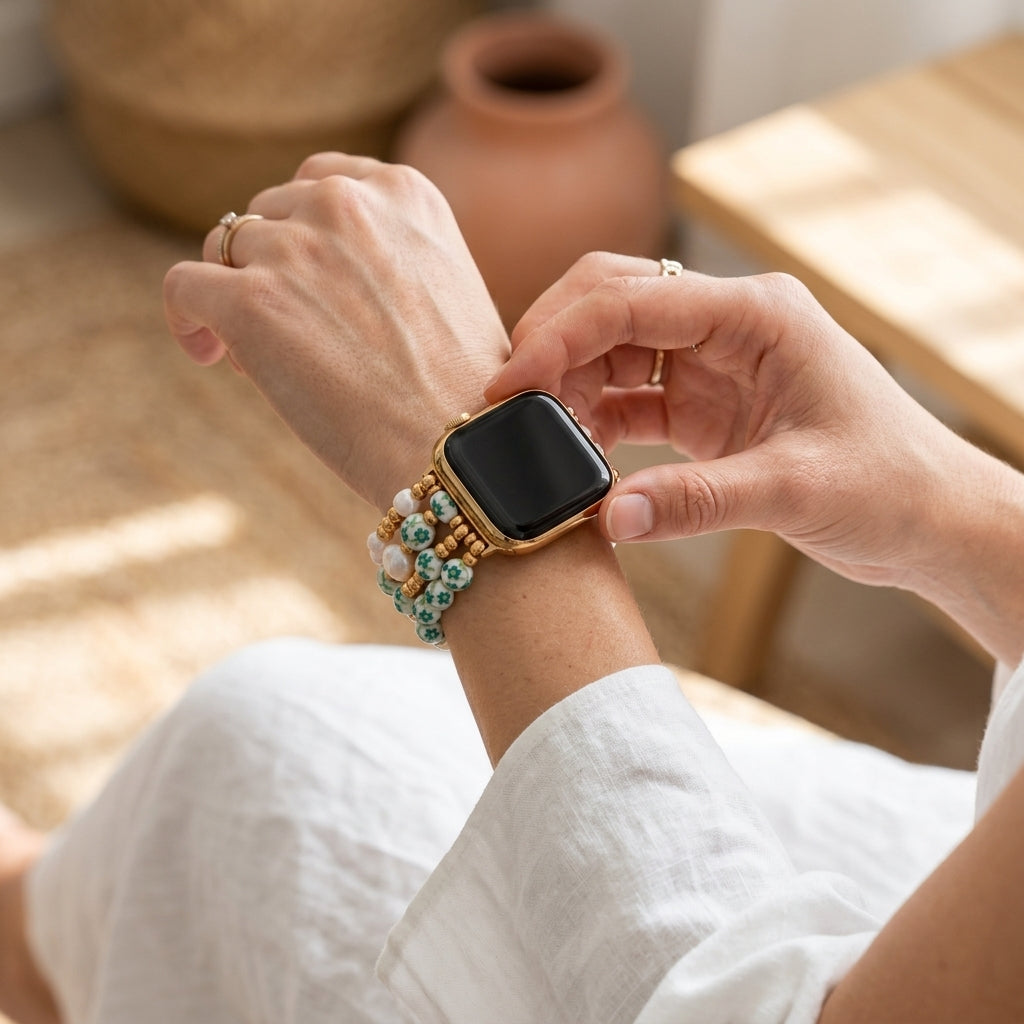 Porseleinen tuin Apple Watch-bandje Emerald Grove
