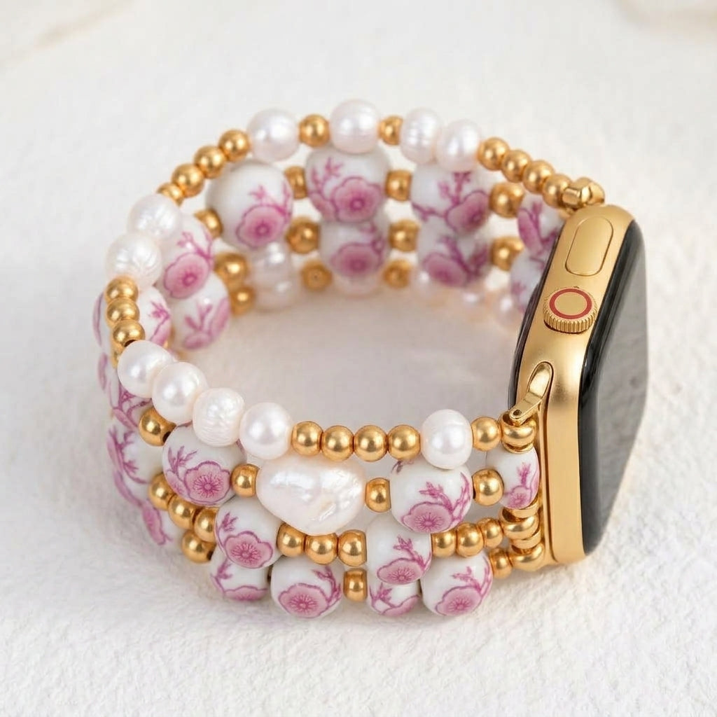 Porseleinen tuin Apple Watch-bandje Cherry Blossom
