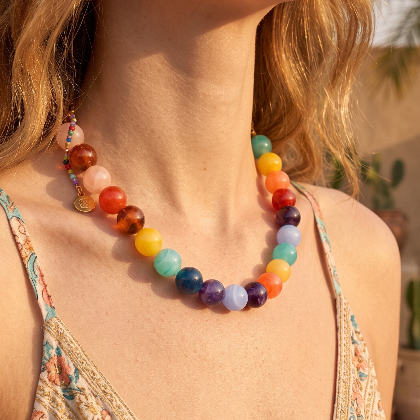 Chunky regenboog kralenketting