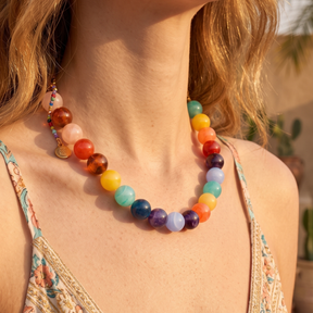Chunky regenboog kralenketting