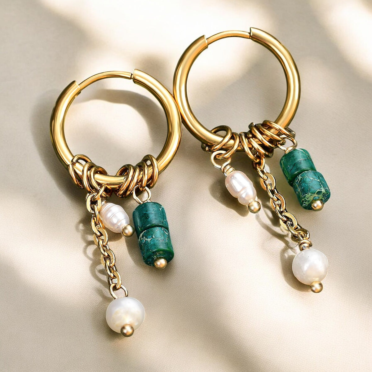 Gouden Grace Parel & Agaat Creolen