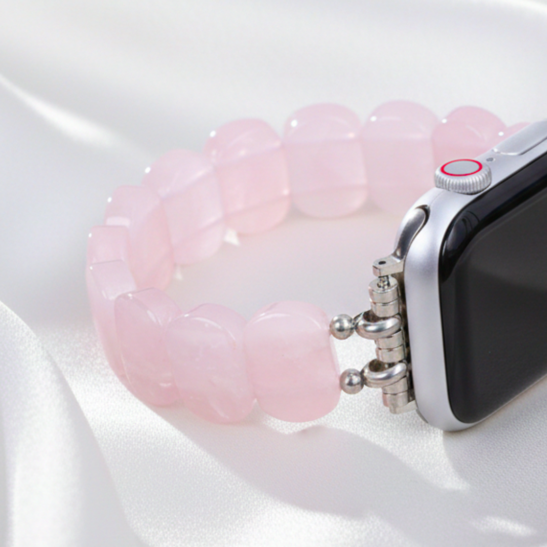 Zacht Roze Kwarts Rekbare Apple Watch Bandje