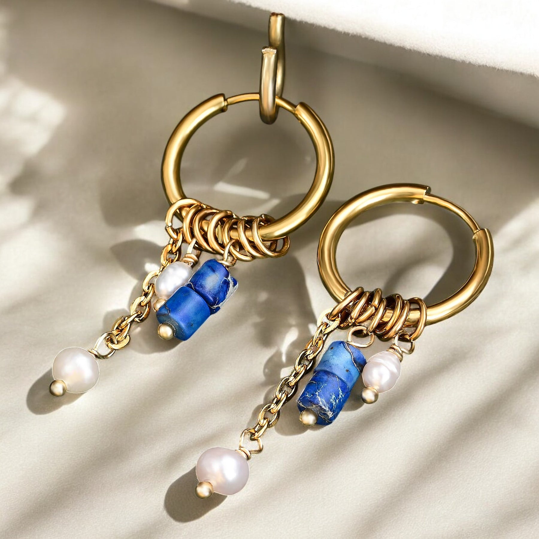 Gouden Lapis Bloom Drop Oorringen